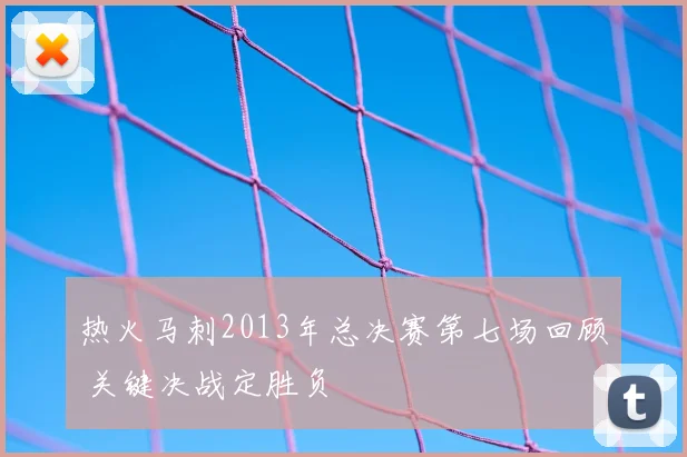 热火马刺2013年总决赛第七场回顾 关键决战定胜负