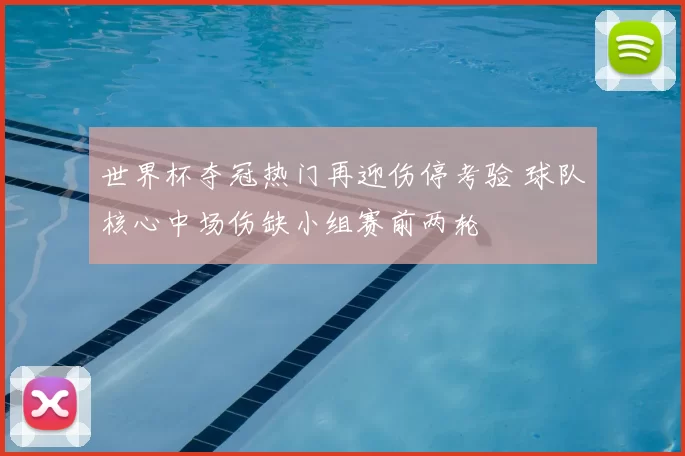 世界杯夺冠热门再迎伤停考验 球队核心中场伤缺小组赛前两轮